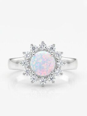 Opal flower / snowflake ring 925 Sterling Silver Charmed Aroma